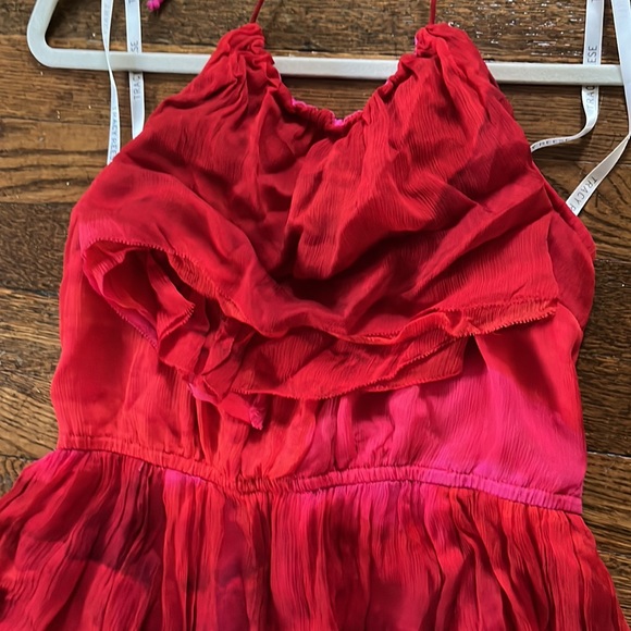 TRACY REESE Anthropologie Cascade Halter Dress Red Ombré - Picture 5 of 13